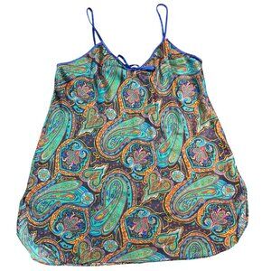 Vintage 90's California Miss Paisley Slip Dress With Spaghetti Straps Boho Style